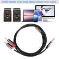 Audio Line Speaker Cord Computer Subwoofer Cable Phone Accessory 2-in-1 3.5mm Male to 2RCA. 