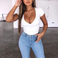 Women Body Suit Casual Slim Jumpsuit Romper Girl Bodysuit Solid Short Sleeve Suit Clothes Clothing Catsuit Top Para. 