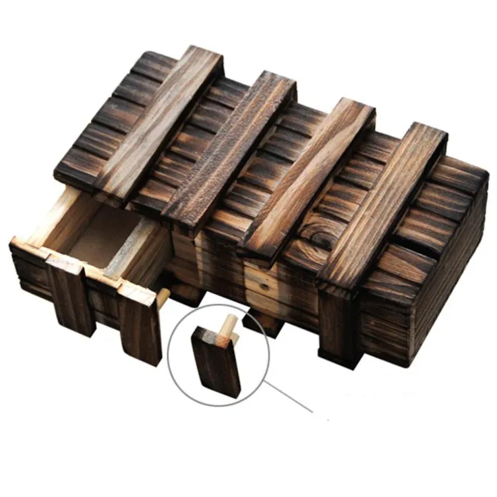 【Yurui】New Wooden Puzzle Box tep Brain ecret Drawer IQ Tet Brand