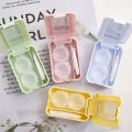 Lightweight Contact lens case Hygienic Compact Travel-friendly Portable travel Portable Glasses lenses box for Daily use Traveling Eyecare routine Teens Glasses soaking and storage. 