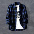 Black White Plaid Men Shirt Spring Autumn Casual Shirt Long Sleeve Turn-down Collar Single-breasted Men Jacket camisa masculina.