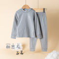 Children's thermal underwear set, silk wool baby autumn clothes, autumn pants, sanded wool boys, girls, loungewear, base shirts. 