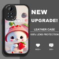 FINDWORLD for Redmi Note 11/Note 11S Cartoon Cute Rabbits Lambskin Texture Soft Silicone PU Leather Back Cover Phone Case.