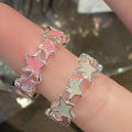 Colorful  Enamel Pink Star Rings Fashionable  For Girls  Blue  Twisted Star Open Ring Party Gifts New Fashion  Women'S Y2k Jewelry for Daily Wear  Fashion Events  Teenagers/Young Women  Party Or. 