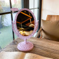 Double-Sided Heart Shaped Cosmetic Mirror Retro Lovely Girl Oval Princess Cosmetic Mirror Home Bedroom Desktop Mirror.