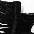 Womens Bodysuits Halter Neck Sleeveless Low Back Side Cut Out Wet Look Patent Leather Leotard Bodysuit One-piece Clubwear. 