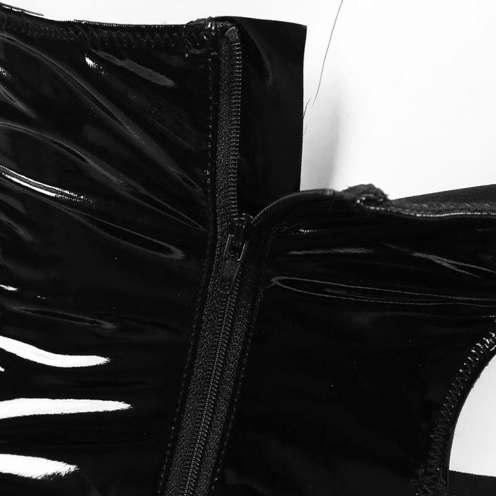 Womens%20Bodysuits%20Halter%20Neck%20Sleeveless%20Low%20Back%20Side%20Cut%20Out%20Wet%20Look%20Patent%20Leather%20Leotard%20Bodysuit%20One-piece%20Clubwear%20-%20Image%205