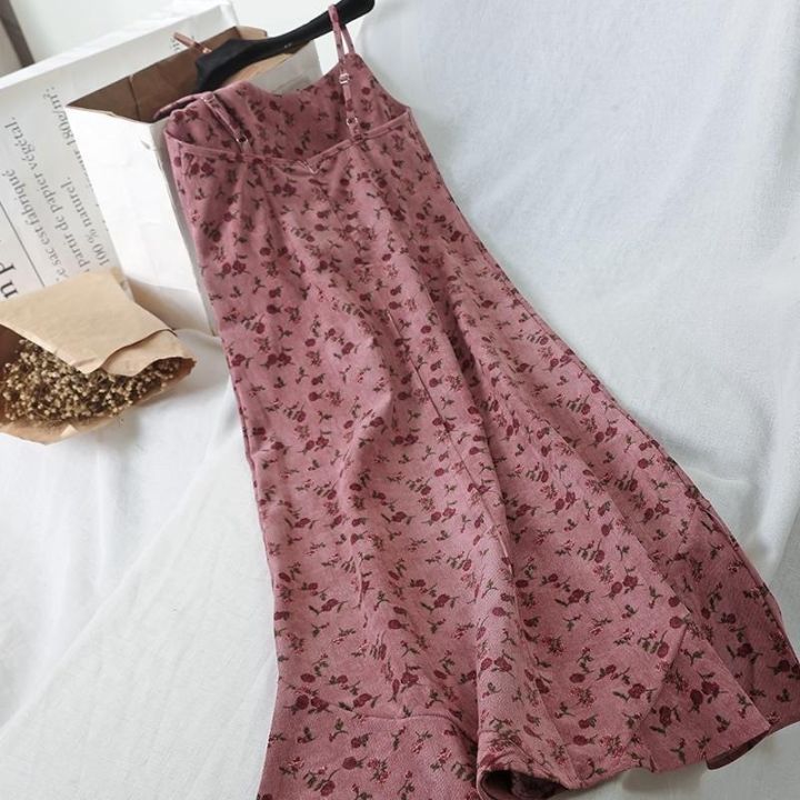Sleeveless%20Dress%20Women%20Print%20Floral%20Spaghetti%20Strap%20Elastic%20Corduroy%20Sweet%20Students%20Beach%20Dresses%20High%20Street%20Style%20Simple%20Chic%20-%20Image%205
