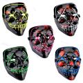 Led Mask Glowing Halloween Mask Neon Skull Scary Mask Party Festival Brithday New Year Gift Mascara Light Up Cosplay Costume.