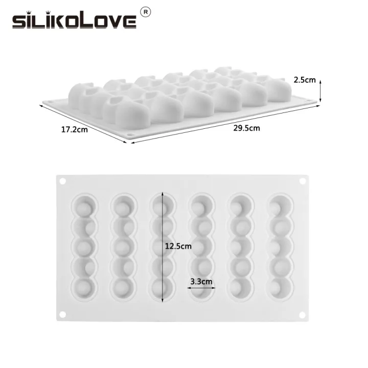 SILIKOLOVE%206-Concave%20Ball%20Long%20Strip-Shaped%20Silicone%20Mouse%20Cake%20Mold%203d%20Baking%20Tools%20Dessert%20Decoration%20Bakeware%20For%20Wedding%20-%20Image%205