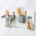 DIY Punch-free Hole Board Rack Wall Mount Storage Rack Organizer Pegboard Hole Board Hook Rack Organizer Kitchen Wall Shelf. 