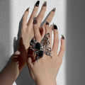Vintage Punk Metal Black Rose Liquid Butterfly Opening Ring For Women Exaggerated Adjustable Animal Ring Aesthetic Jewelry Gift Qoddess.