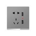 Five Hole Dual USB - AC 220V 16A Wall Mount Switch Panel. 