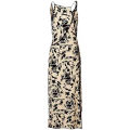 Women's Sleeveless Cheongsam Costume, Chinese Traditional Printed Side Slit Bodycon Dress. 