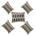 Fiber Cushion with Cover, Black, (9"x12"), Set of 5. 