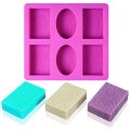 2X Silicone Soap Mold for Soap Making 3D 6 Forms Oval Rectangle Soap Mould Flowers Bathroom Kitchen Soap Mold. 