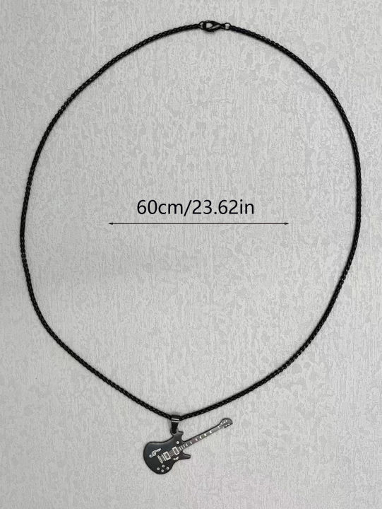 Stainless%20Steel%20Guitar%20Necklace%20For%20Men%20Pendants%20Metal%20Chain%20-%20Image%205