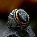 2023 New Unique Design 316L Stainless Steel Turkey Ring Turkish Signet Ring Zircon Stone Ethnic Style Jewelry.