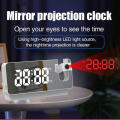 USB LED Mirror Projection Alarm Clock  Digital Snooze Rotated Display. 