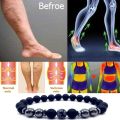Anti-Swelling Black Obsidian  Stone Anklet Adjustable Weight Loss Magnet Bracelets Anklet for Women Men. 