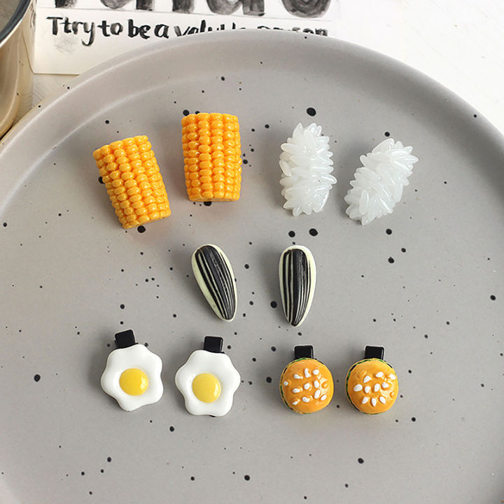 Funny Simulation Food Hair Clip Barrette Seeds Corn Hamburger Hair Acc Cuilei
