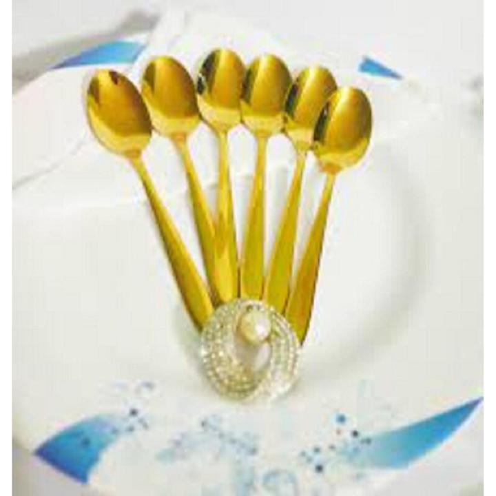 AYD 6 pcs Spoon set gold colour