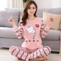 Spring and Autumn Cartoon Long sleeved Pamas Pants Large Size Cute Women's Winter Home Fury Set.