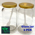 Clear Glass Jar/kacher jar 500gm 02 Pieces Set for Kitchen & Dining. 