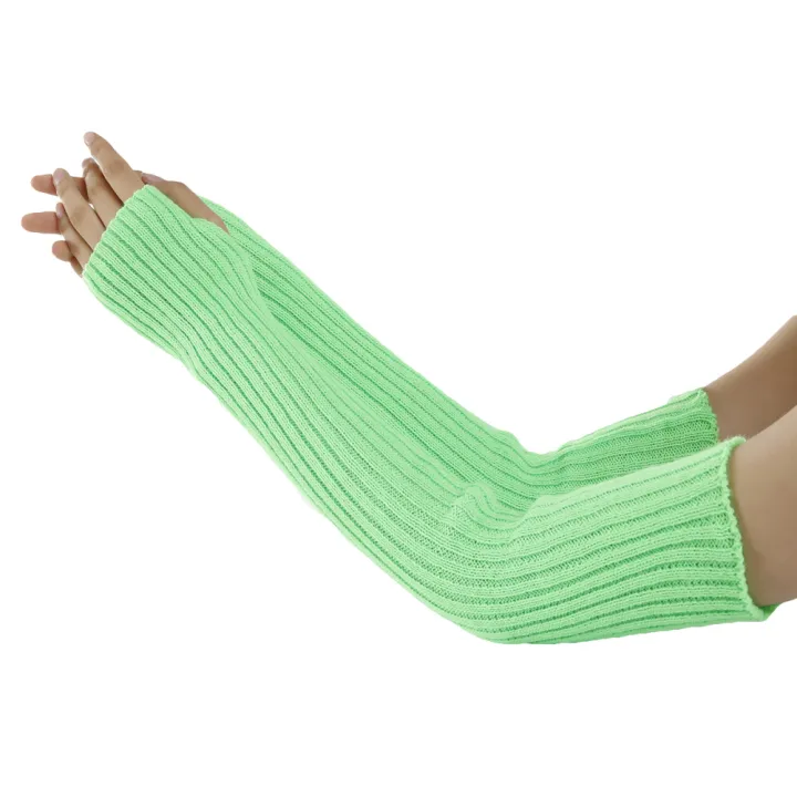 Women%20Stretchy%20Sleeve%20Fingerless%20Gloves%20Warm%20Knitted%20Mittens%20Arm%20Warmers%20-%20Image%205