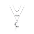 New Zircon Moon Pendant Necklace for Women Fashion Jewelry Double Layer Star Moon Charm Chain For Women.