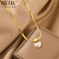 OYJR Love Heart Pearl Necklace Charm Kwintas for Women Stainless Steel Pendant Necklaces Aesthetic Chain Choker Gift.