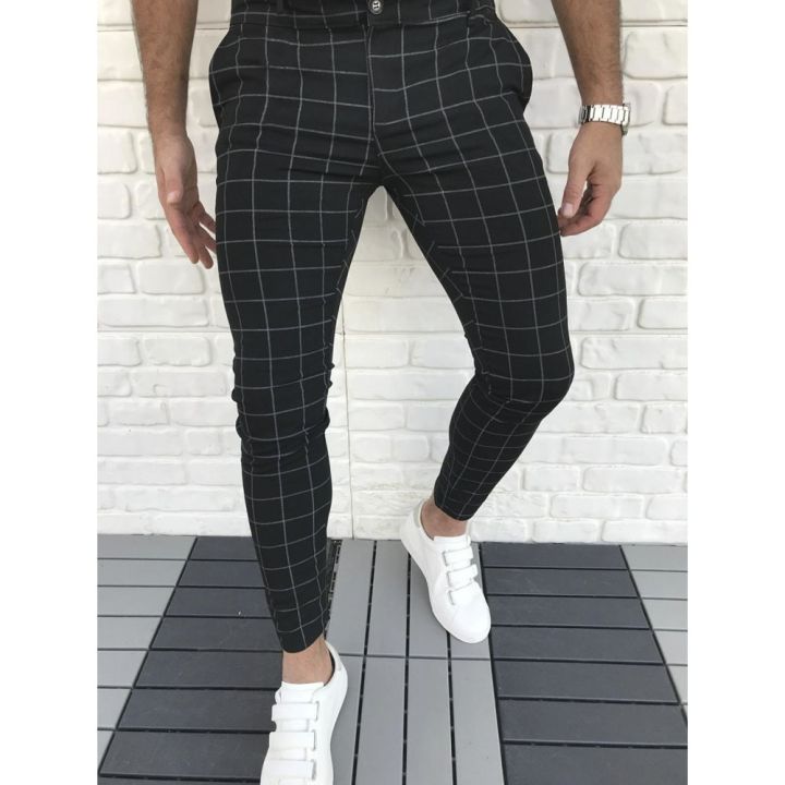 Plaid%20Men%20Pants%20Skinny%20Pants%20Men's%20Clothing%20Pantalon%20Trousers%20Pencil%20Pants%20Men's%20Ropa%20Hombre%20Streetwear%20Men%20Smart%20Casual%20Pants%20-%20Image%204