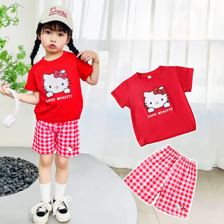 Kids%20Boys%20Girls%20Summer%20Cartoon%20Print%20Short%20Sleeve%20T-Shirt%20Tops%20with%20Shorts%20Toddler%20Baby%20Clothing%20Sets%20Kitty%20Kuromi%20Kids%20Outfits%20-%20Image%205