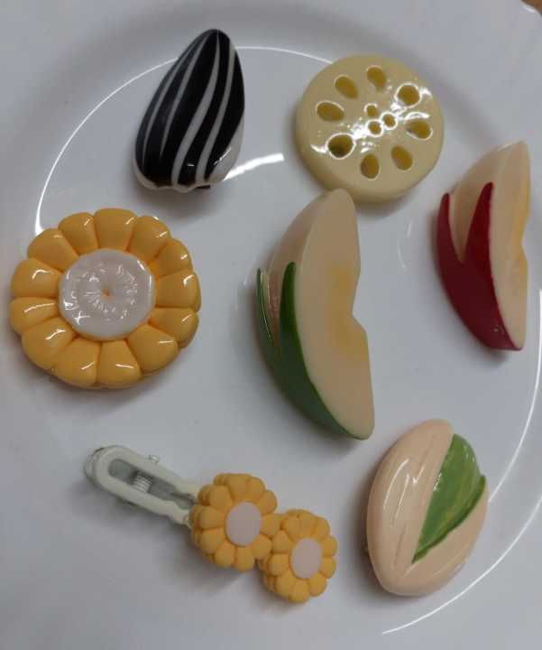 Unique cute hair pin hair clip Apple slice, Lotus root slice, pistachio nut, melon seed, short Corn shape hair accessories