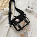 Crossbody Bag Female Cute Girl Canvas Bag Student Korean Version Shoulder Small Square Bag Multifunctional Woman Black Handbags.