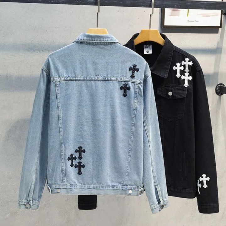 Men's%20Fashion%20Cross%20Embroidery%20Denim%20Jacket%20Spring%20and%20Autumn%20Ins%20Street%20Fashion%20Label%20Loose%20Jean%20Jacket%20Chaquetas%20Hombre%20-%20Image%202