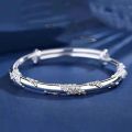 Fine 925 sterling silver blooming flowers bracelets Bangles for women fashion party wedding jewelry Adjustable size holiday gift.
