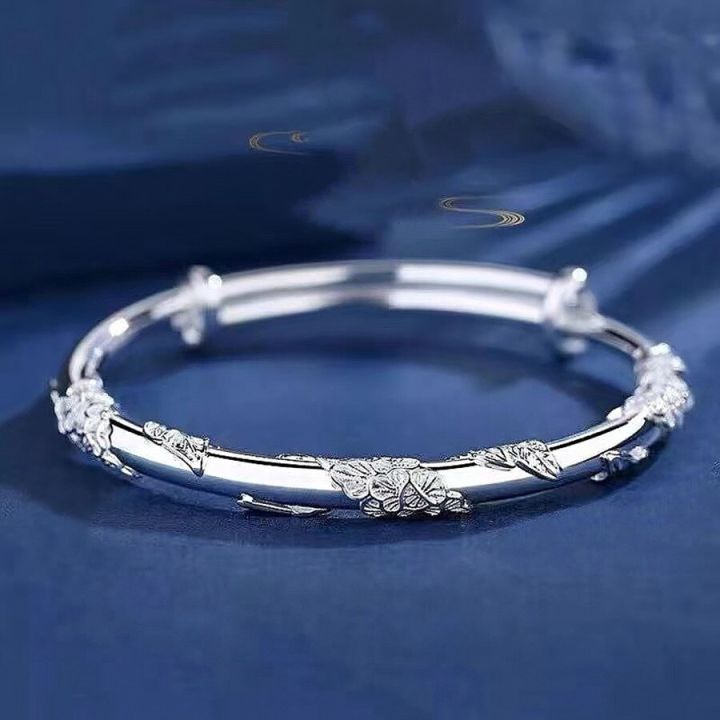 Fine%20925%20sterling%20silver%20blooming%20flowers%20bracelets%20Bangles%20for%20women%20fashion%20party%20wedding%20jewelry%20Adjustable%20size%20holiday%20gift%20-%20Image%206