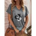 Fashion Ladies T-Shirt Short Sleeve Tops Heart Shape 3d Shirt Tees Girls O-Neck Oversized Apparel 2023 Summer Clothing Women's.
