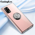 Casinglee For OPPO F19 Soft Case Clear Transparent Shockproof Car Magnetic Holder Ring Back Cover OPPO F19 Phone case cover.