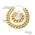 1 Necklace + 1 Bracelet Hip Hop Style Jewelry Set Chunky Cuban Chain Design Suitable For Men And Women Match Daily Outfits.