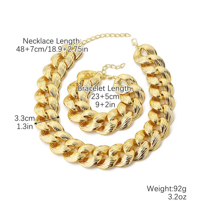 1%20Necklace%20+%201%20Bracelet%20Hip%20Hop%20Style%20Jewelry%20Set%20Chunky%20Cuban%20Chain%20Design%20Suitable%20For%20Men%20And%20Women%20Match%20Daily%20Outfits%20-%20Image%206