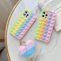 Love Heart Push Bubble Case For Iphone 14 13 12 Pro Max Mini 7 8 XR X Stress Reliever Toys Popits Silicone Phone Case Cover.