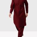 Cotton Kabli Suit Set for Men - Maroon. 