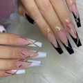 Menggh 24pcs Long Ballerina Fake Nails with Design Tip Long False Nails Wearable Nail Art. 