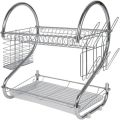 Stainless Steel 2 Tier Dish Rack Dish Drain Rack Drying Rack Dish Drainer Rack Dish Racks for Kitchen Counter. 