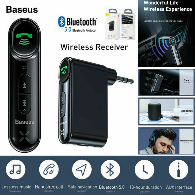 Baseus Wireless Bluetooth 5.0 Car Adapter AUX Audio Music Receiver 3.5mm Jack for Phone Speaker