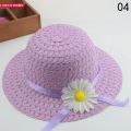 Girls Kids Straw Hat Cute Flower Summer Beach Outdoor Sun Hat.