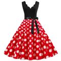 Women Retro Summer Dresses 50s 60s Rockabilly Sleeveless V-neck Polka Dot Bow Pinup Ball Grown Party Sundress Robe Vestidos.
