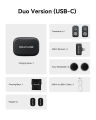 Hollyland LARK A1 Combo 2-Person Wireless Microphone System with USB-C and Lightning Connectors for Mobile Devices (Space Gray, 2.4 GHz).